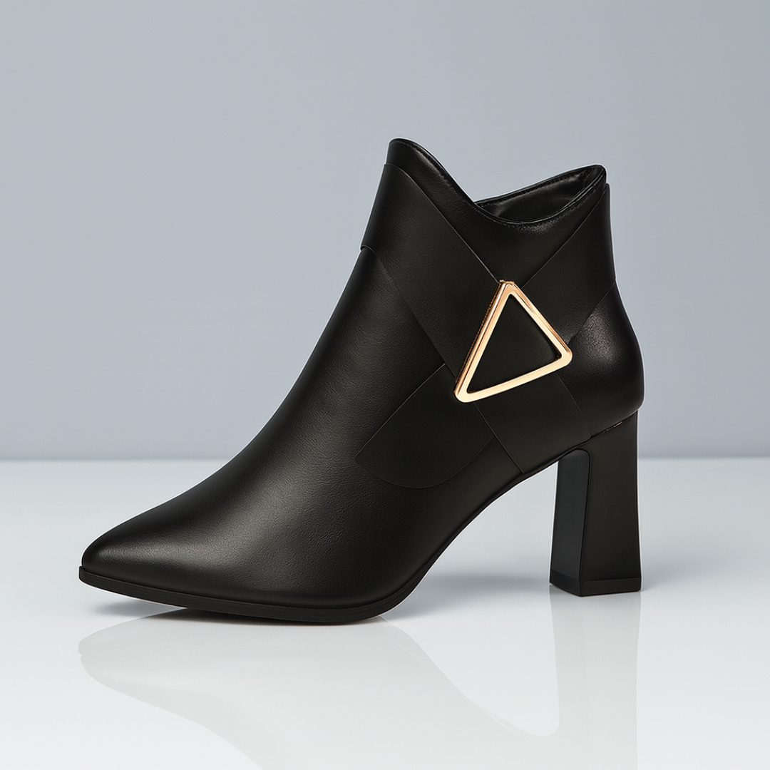 Women's Smooth Vegan Leather Black Ankle Boots Corvine