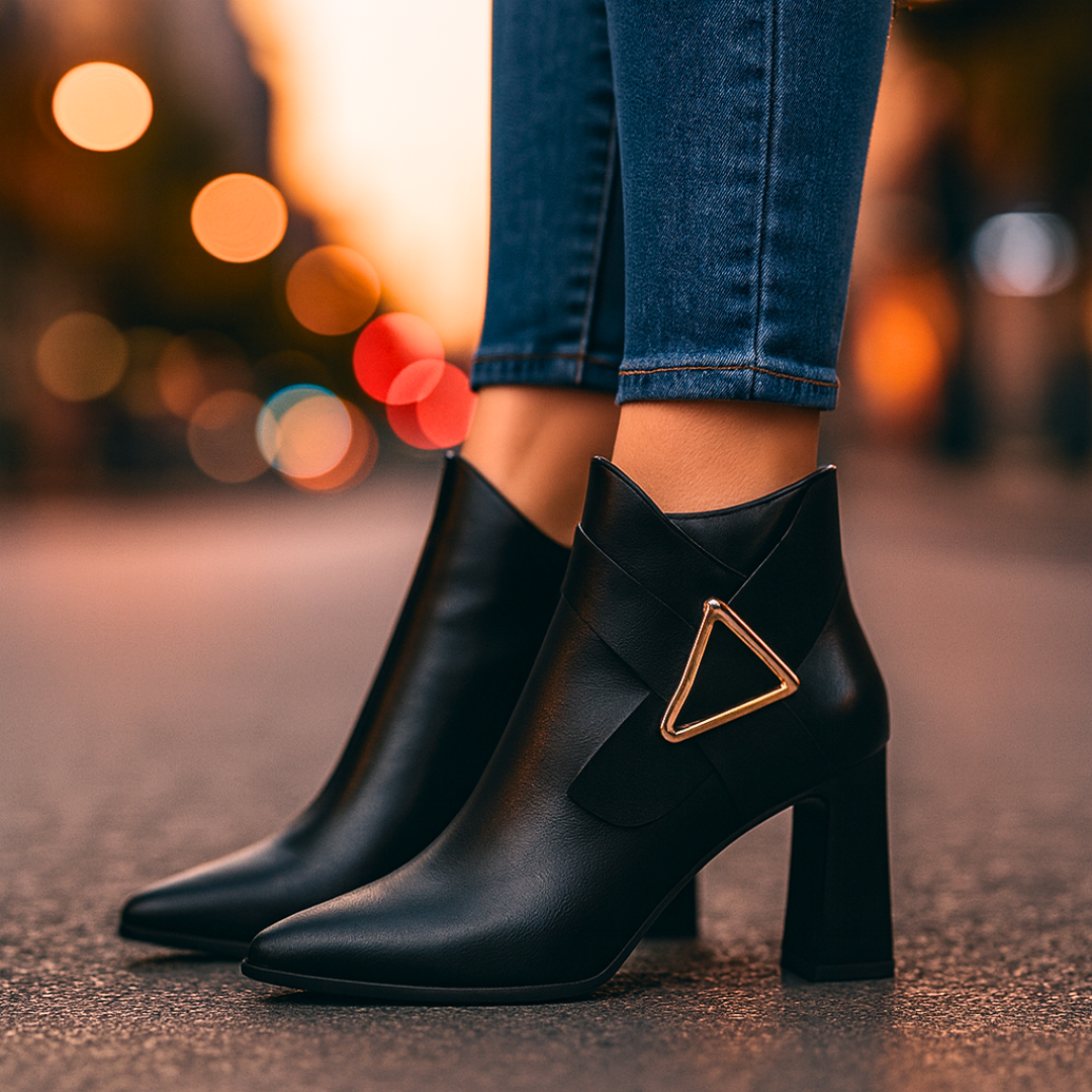 Women's Smooth Vegan Leather Black Ankle Boots Corvine