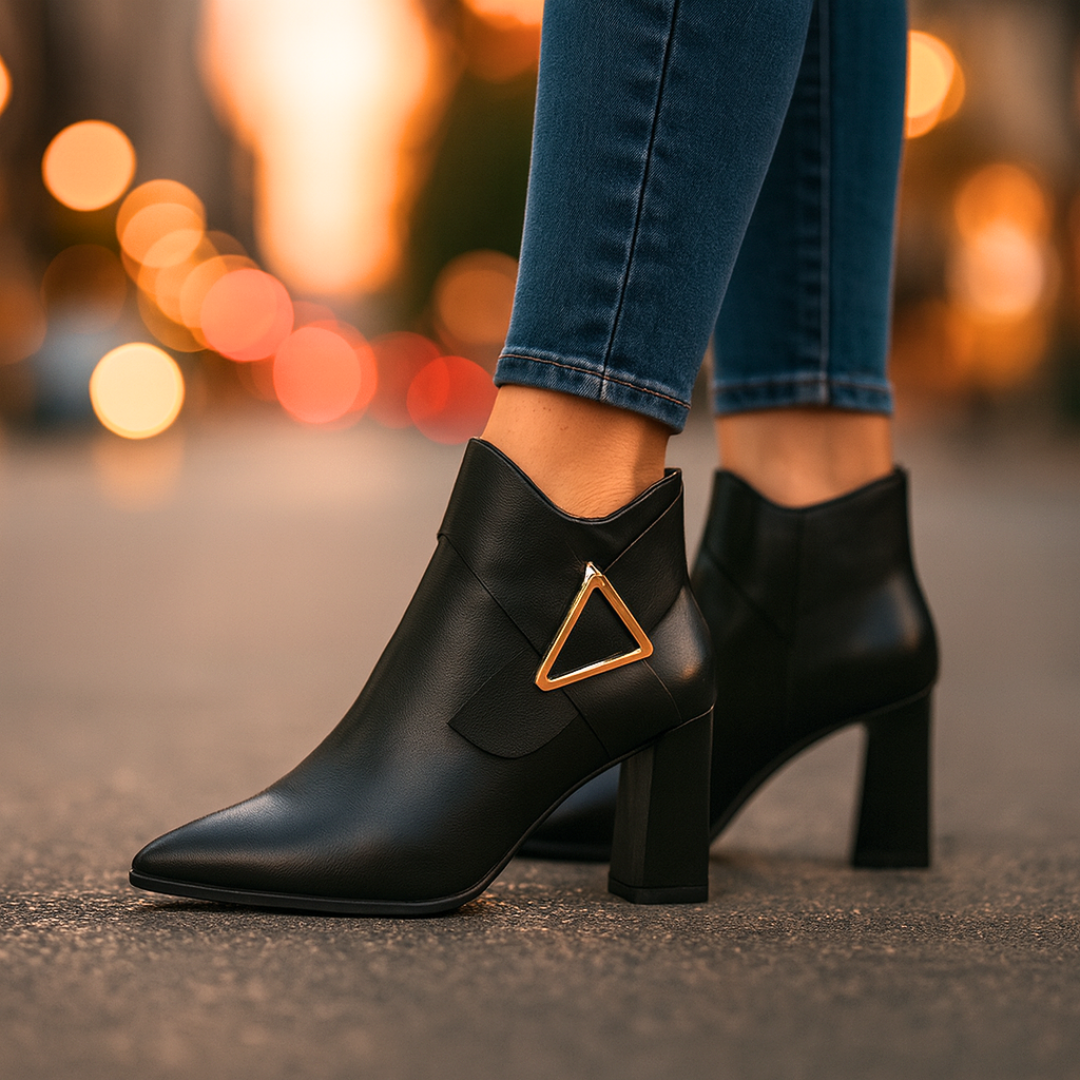 Women's Smooth Vegan Leather Black Ankle Boots Corvine