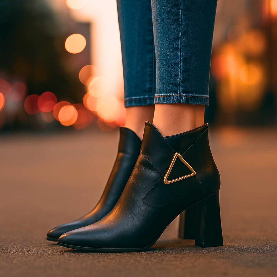 Women's Smooth Vegan Leather Black Ankle Boots Corvine