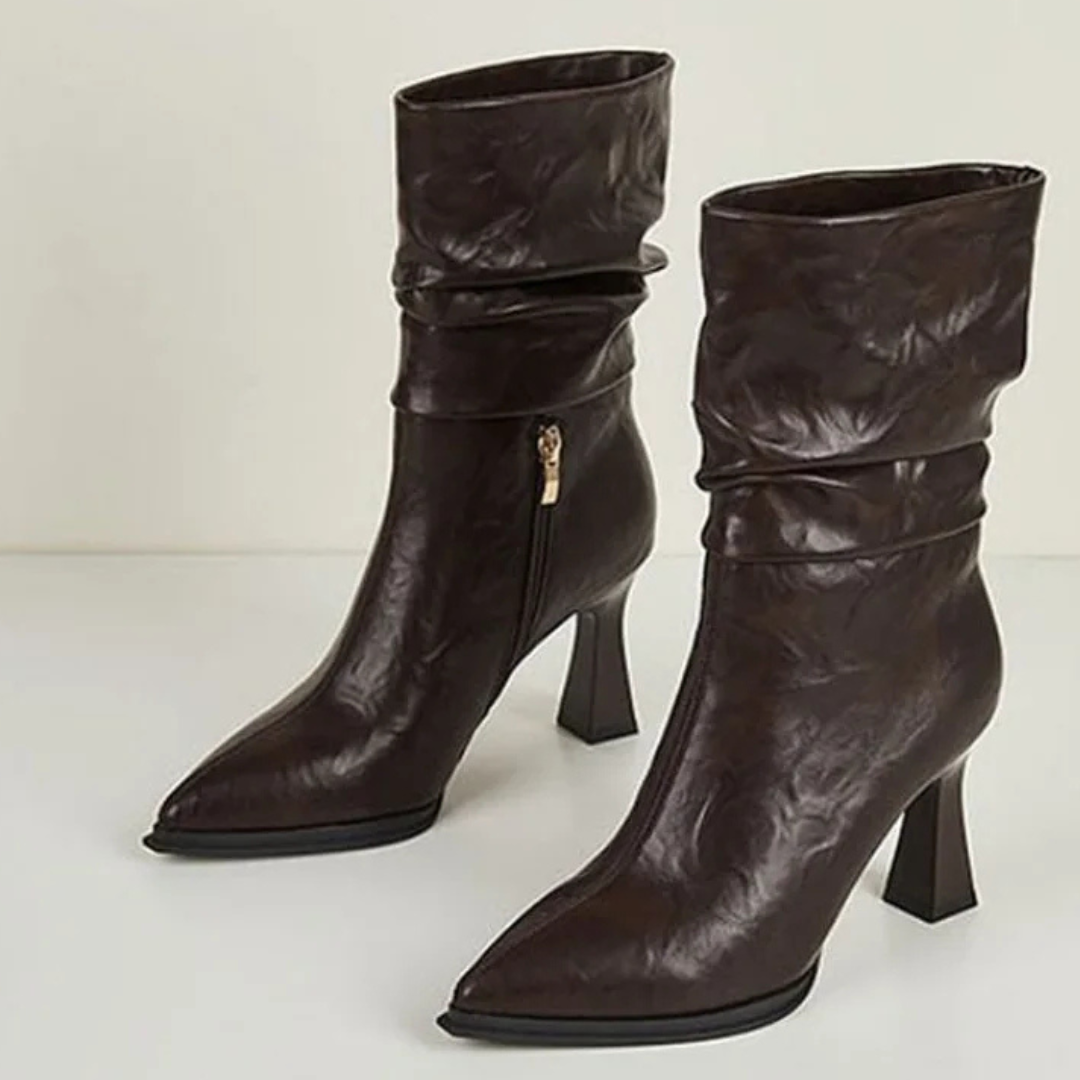 Women's Smooth Vegan Leather Black Slouch Boots Corvine