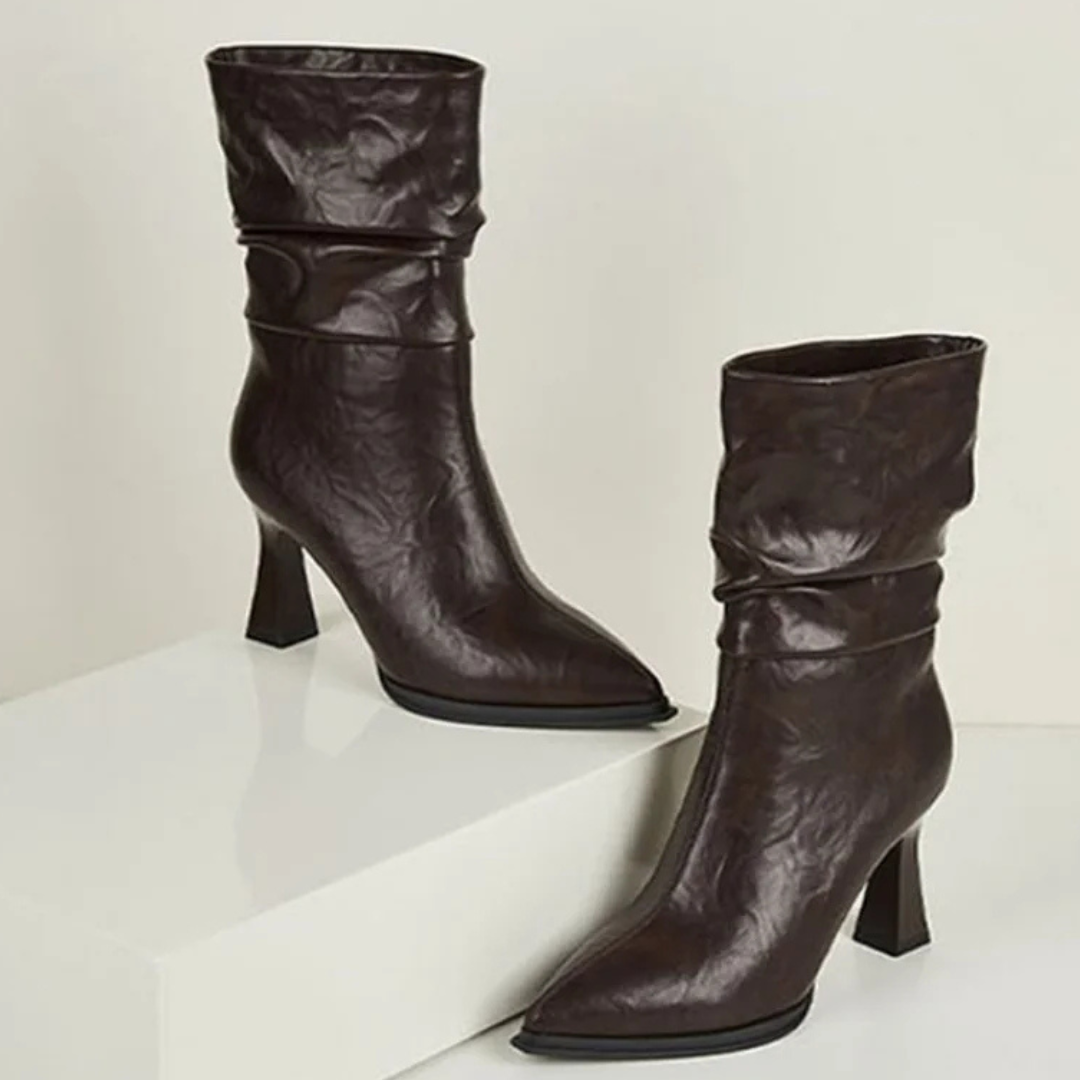 Women's Smooth Vegan Leather Black Slouch Boots Corvine