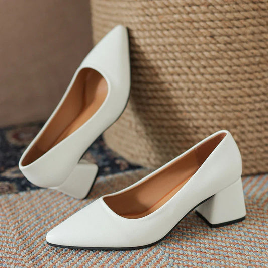 Women's Smooth Vegan Leather Block Heels Corvine