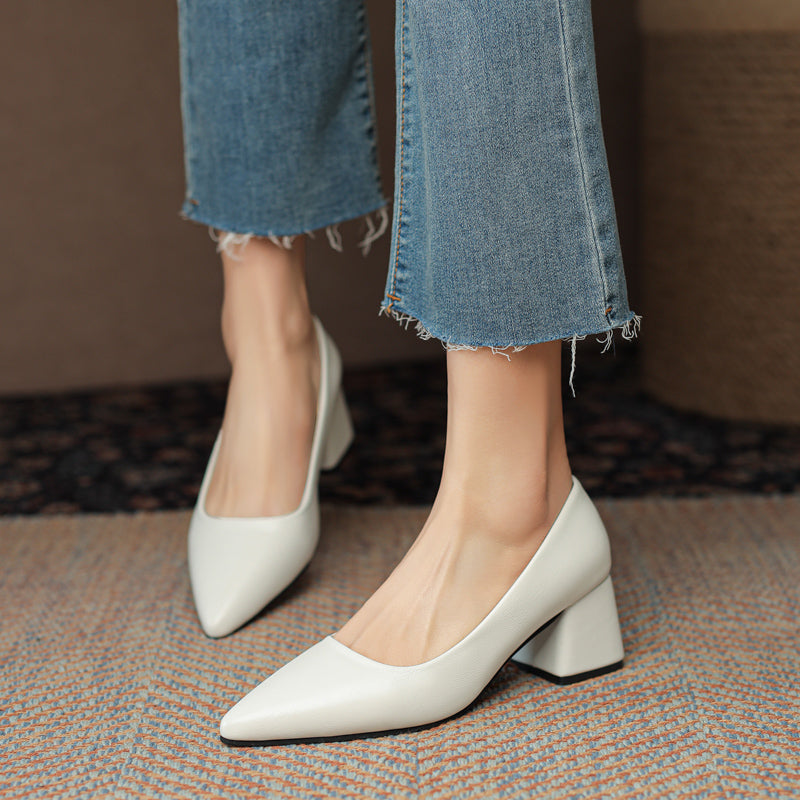 Women's Smooth Vegan Leather Block Heels Corvine