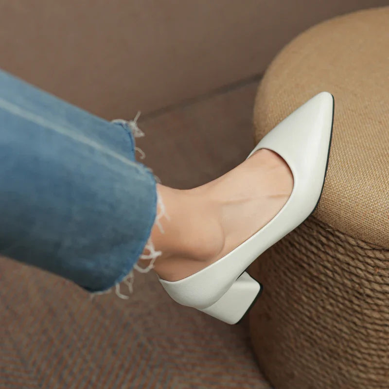 Women's Smooth Vegan Leather Block Heels Corvine