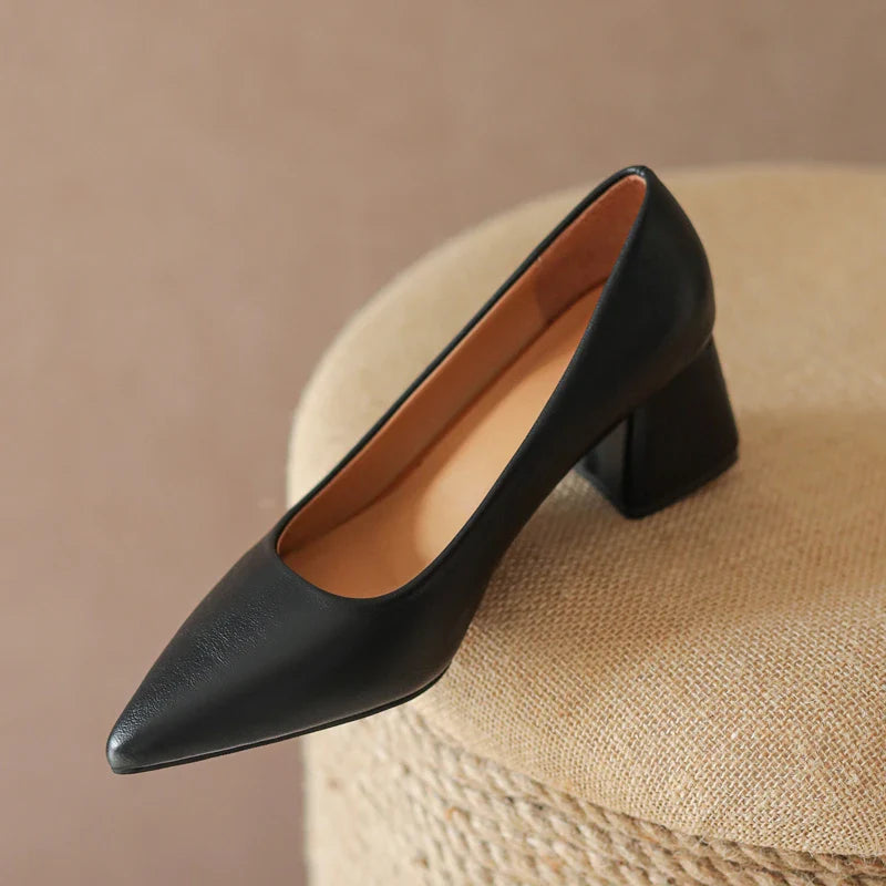 Women's Smooth Vegan Leather Block Heels Corvine