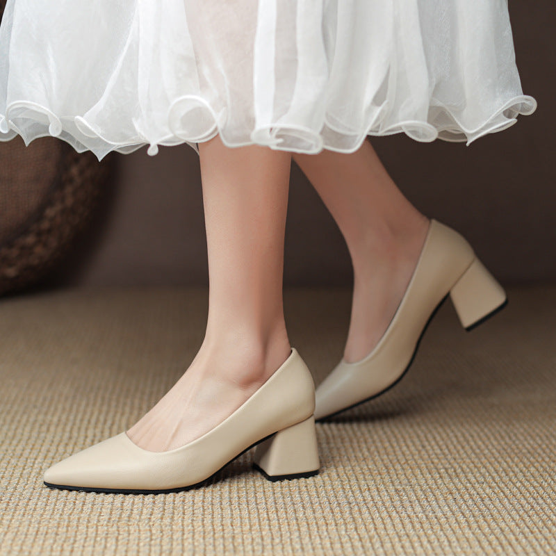 Women's Smooth Vegan Leather Block Heels Corvine