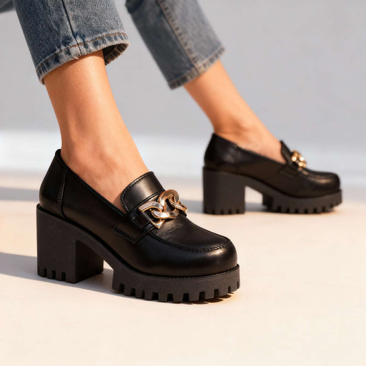 Women's Smooth Vegan Leather Chain Loafers Corvine