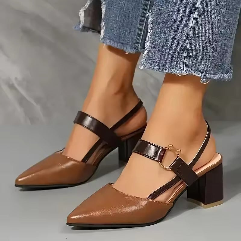 Women's Smooth Vegan Leather Slingback Heels Corvine