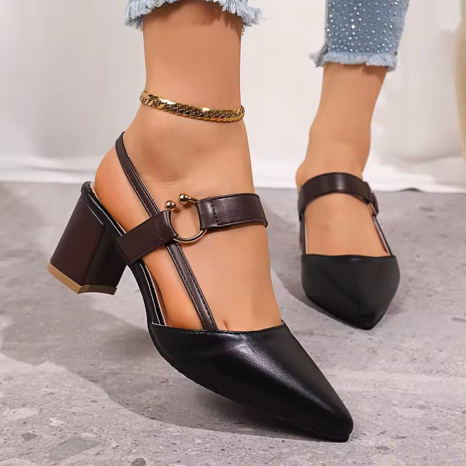 Women's Smooth Vegan Leather Slingback Heels Corvine