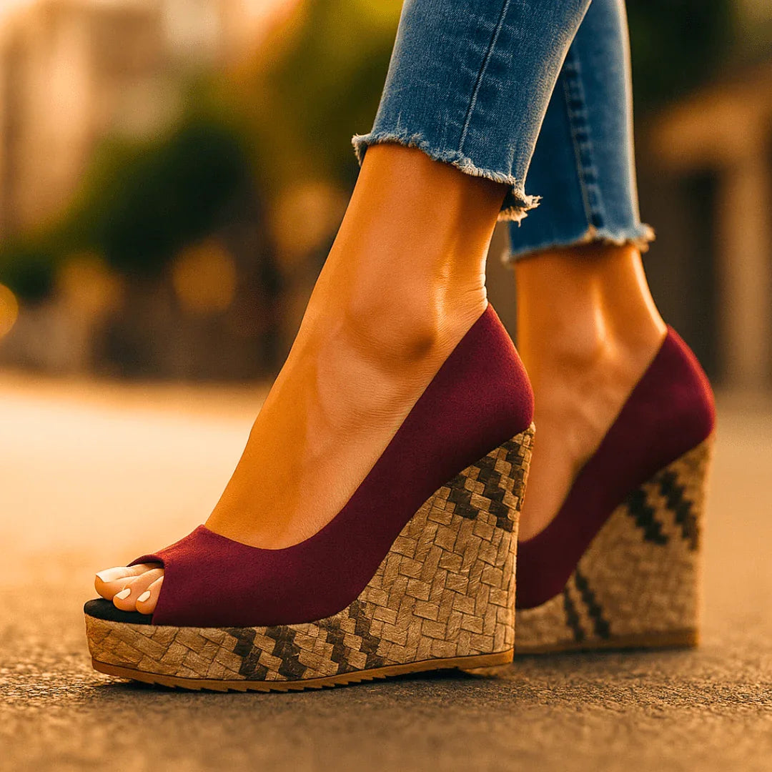 Women's Snakeskin-Inspired Block Heel Heels Corvine