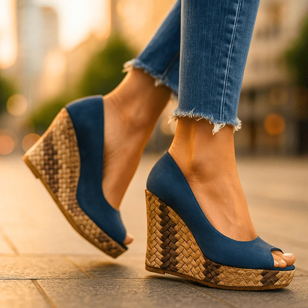 Women's Snakeskin-Inspired Block Heel Heels Corvine