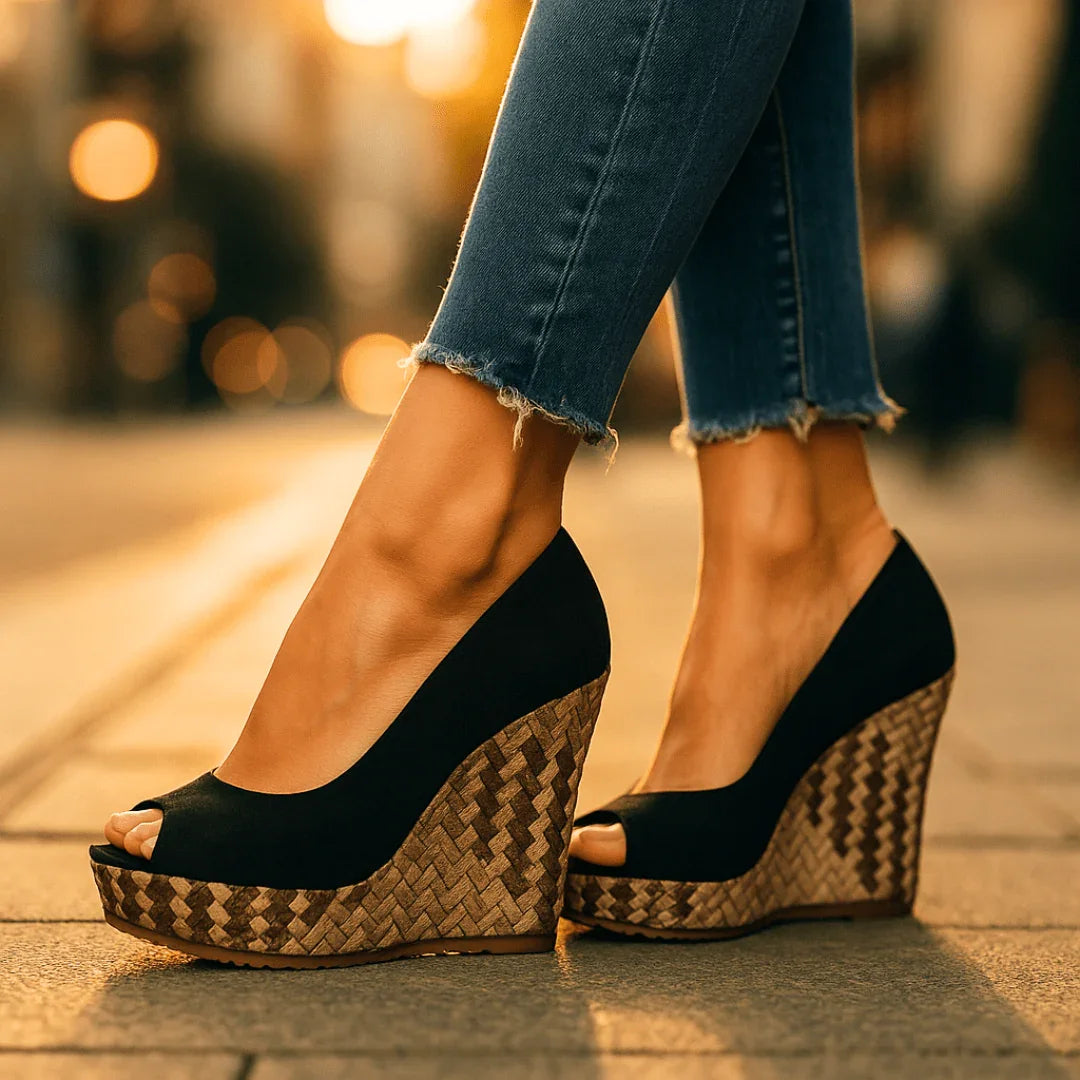 Women's Snakeskin-Inspired Block Heel Heels Corvine