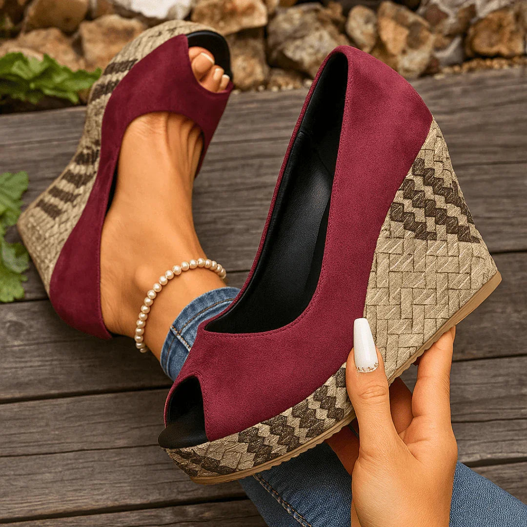 Women's Snakeskin-Inspired Block Heel Heels Corvine