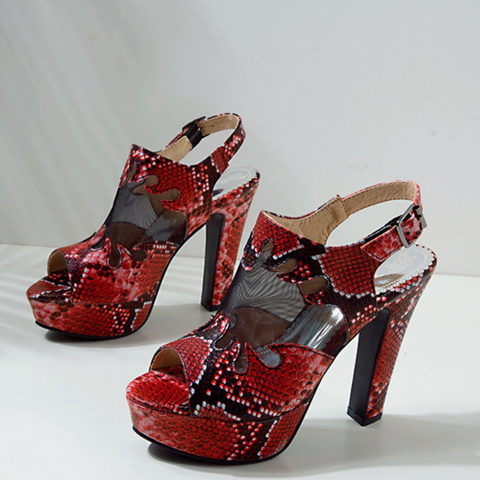 Women's Snakeskin-Textured Platform Heels Corvine