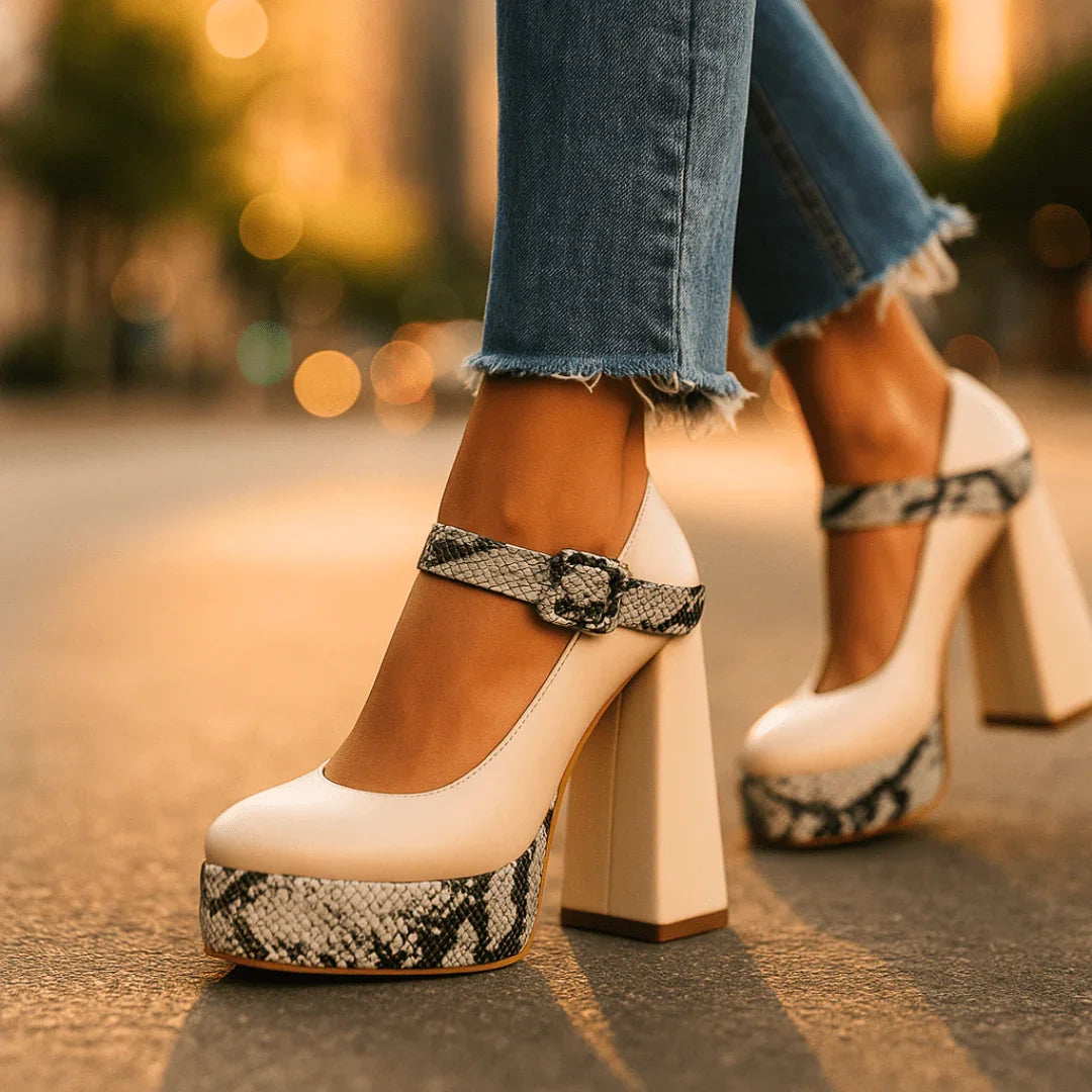 Women's Snakeskin Design Platform Heels Corvine