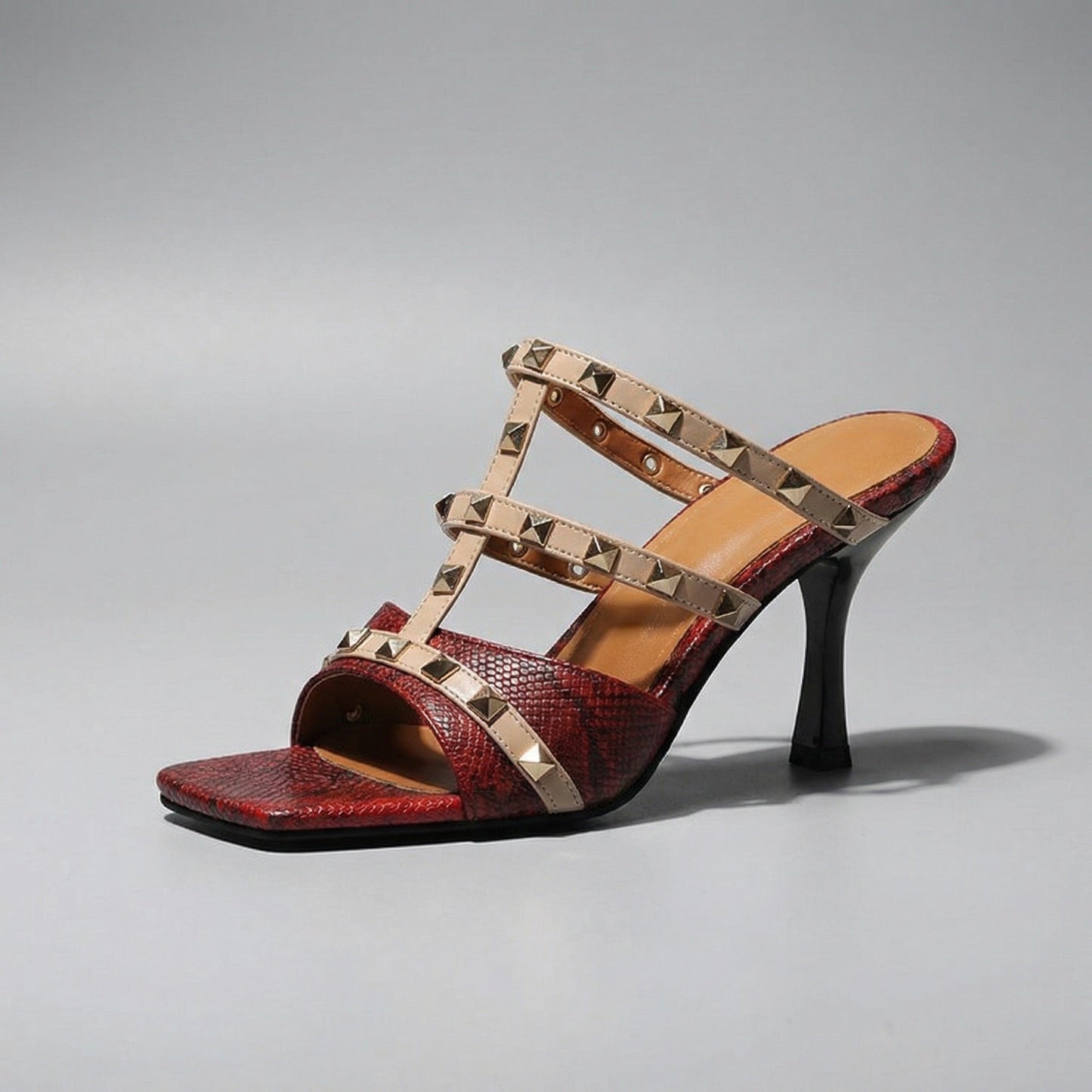 Women's Snakeskin Vegan Leather Mule Sandals Corvine