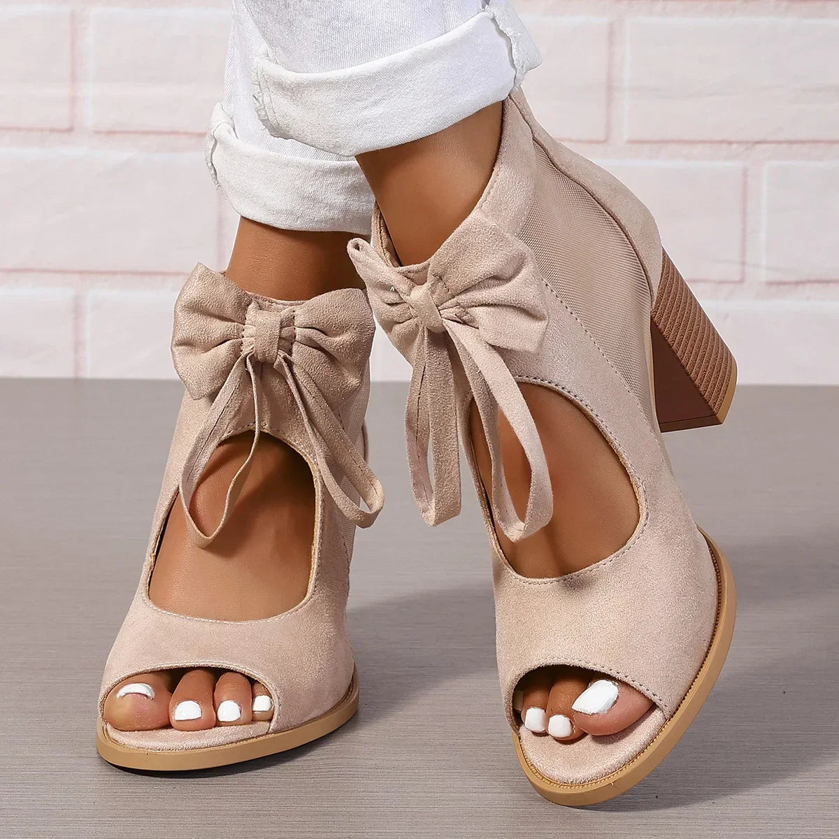 Women's Soft Faux-Suede Block Heel Shoes Corvine