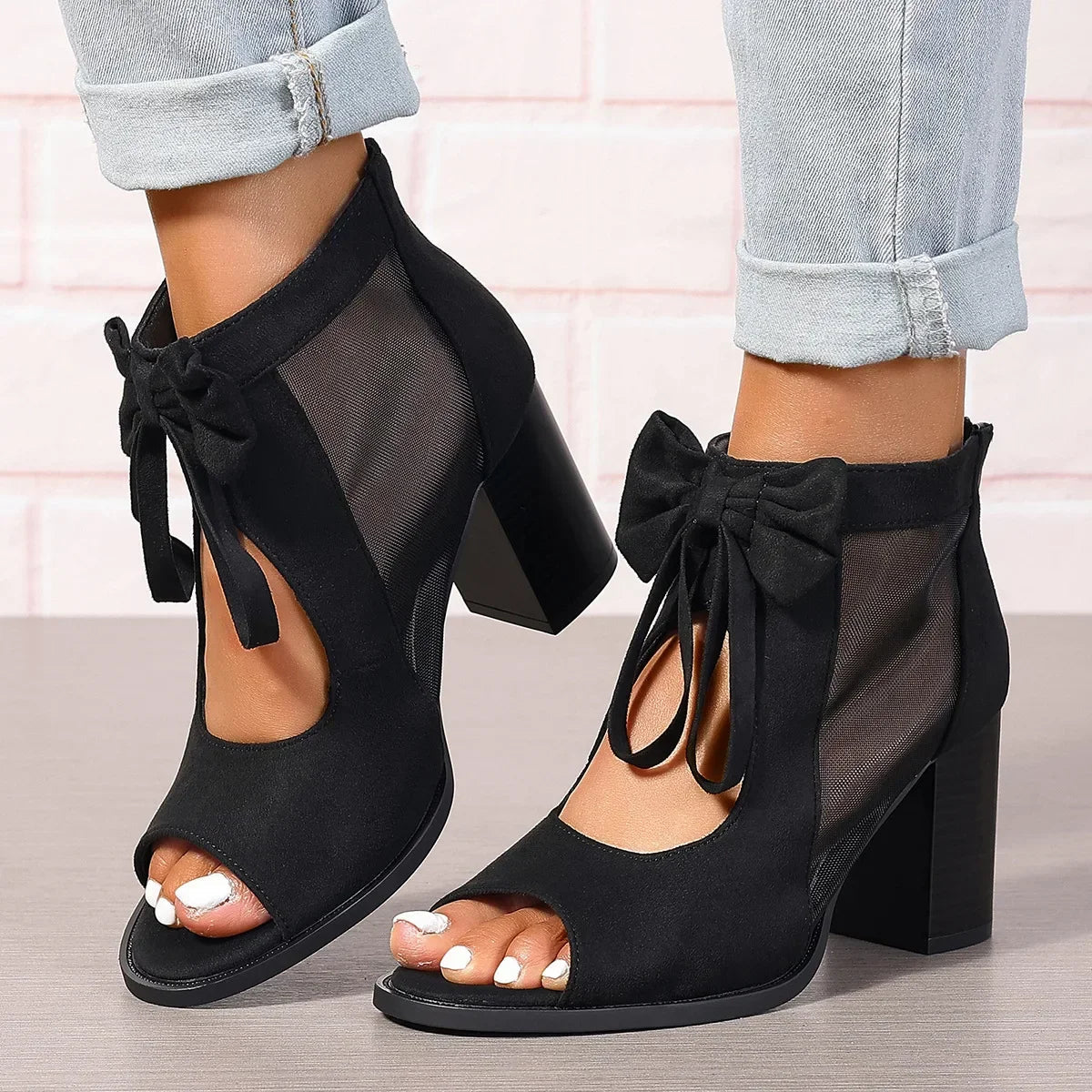 Women's Soft Faux-Suede Block Heel Shoes Corvine