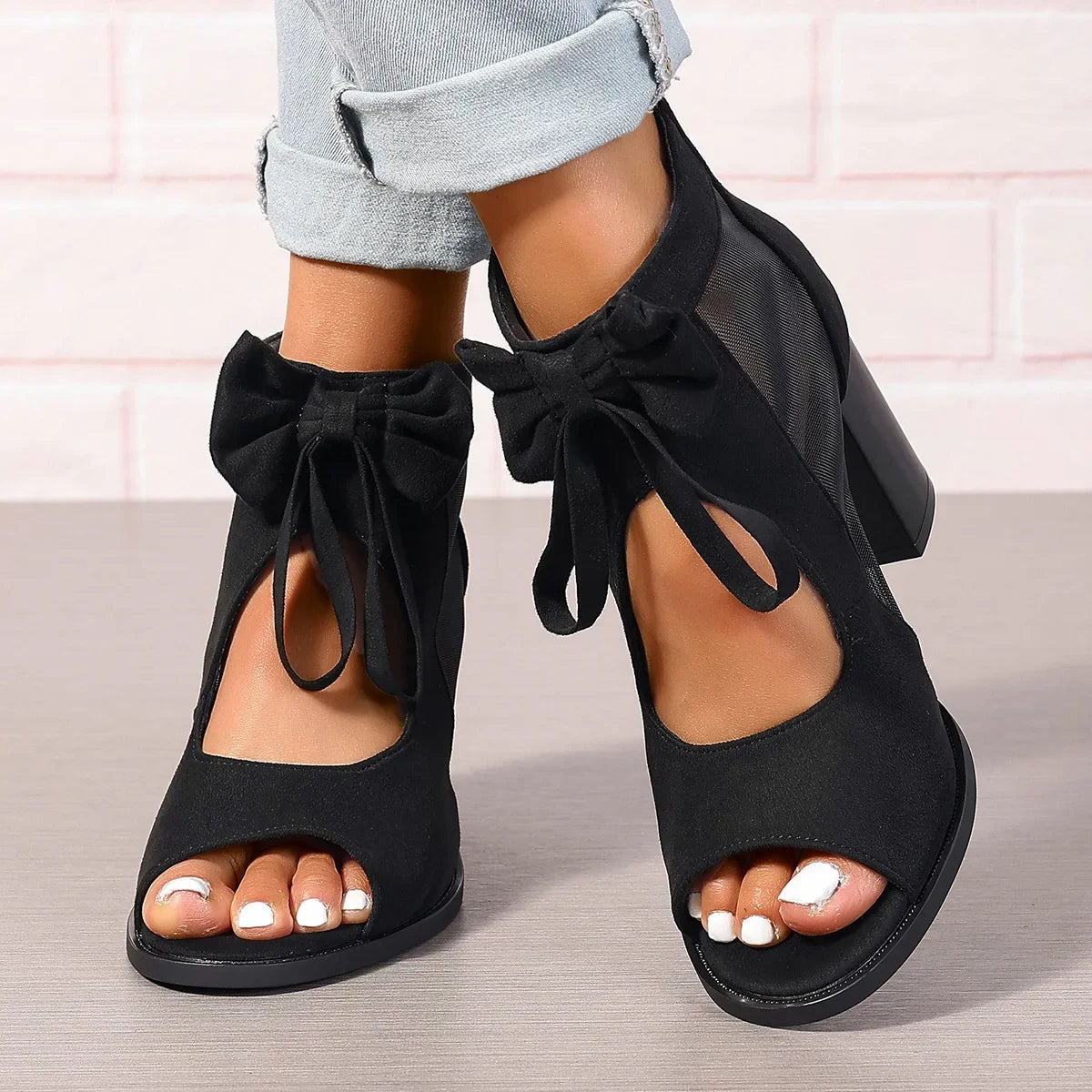 Women's Soft Faux-Suede Block Heel Shoes Corvine