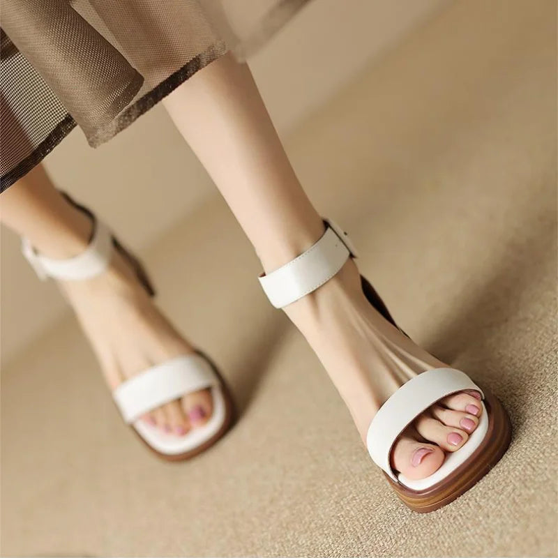 Women's Soft Leather Adjustable Strap Heels Corvine