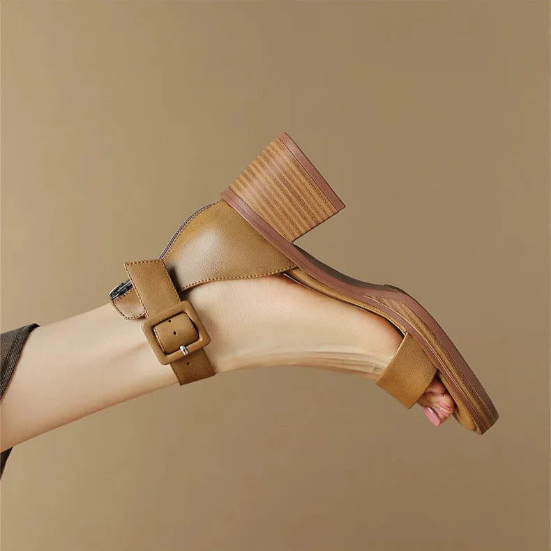 Women's Soft Leather Adjustable Strap Heels Corvine