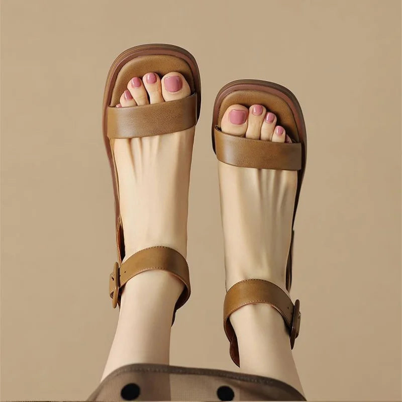 Women's Soft Leather Adjustable Strap Heels Corvine