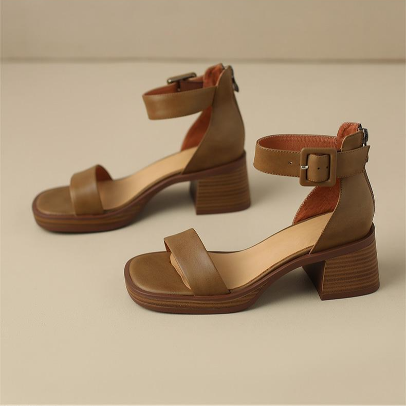 Women's Soft Leather Adjustable Strap Heels Corvine