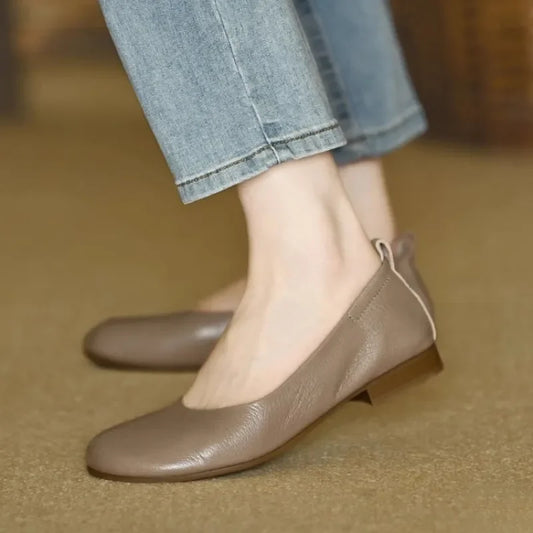 Women's Soft Leather Black Flats Corvine