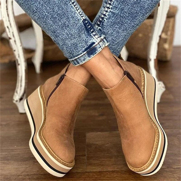 Women's Soft Leather Wedge Boots Corvine