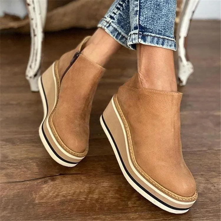 Women's Soft Leather Wedge Boots Corvine
