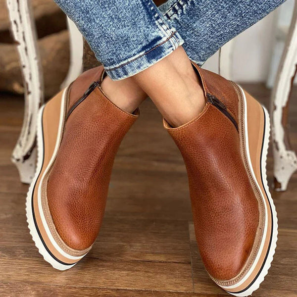 Women's Soft Leather Wedge Boots Corvine