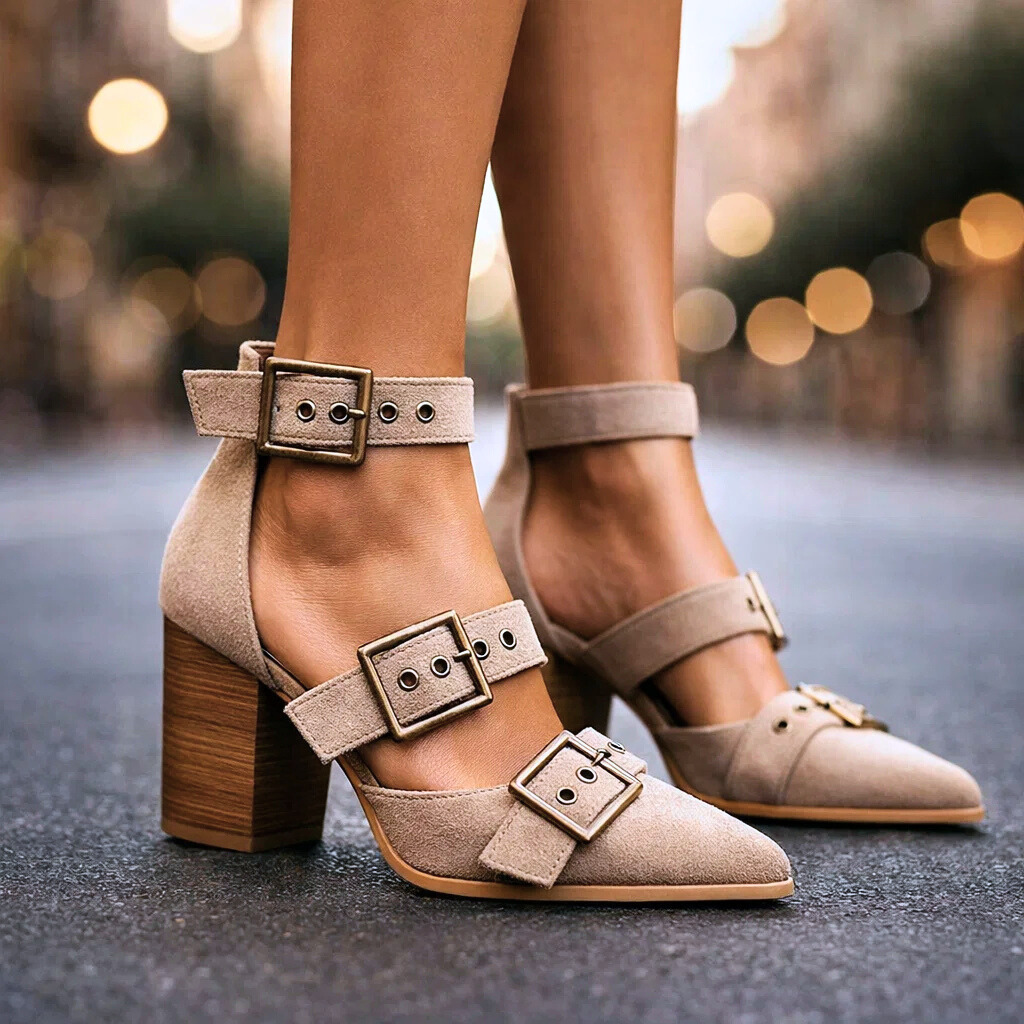 Women's Soft Suede Block Heel Heels Corvine
