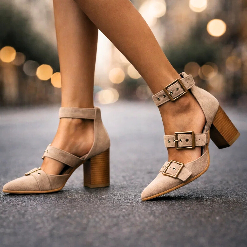 Women's Soft Suede Block Heel Heels Corvine