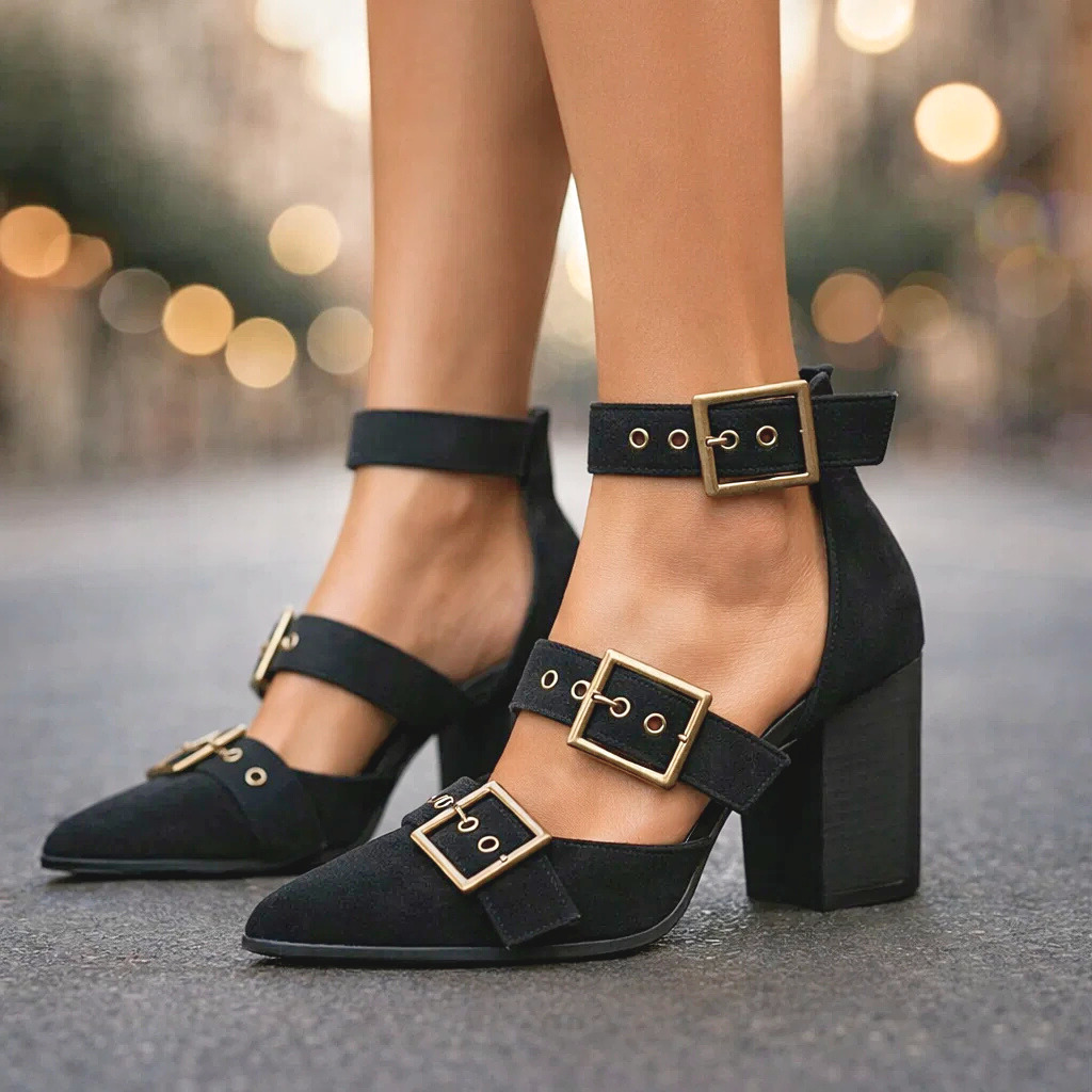 Women's Soft Suede Block Heel Heels Corvine