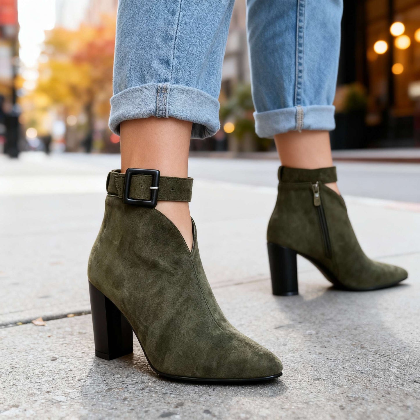 Women's Soft Suede Block Heel Shoes Corvine