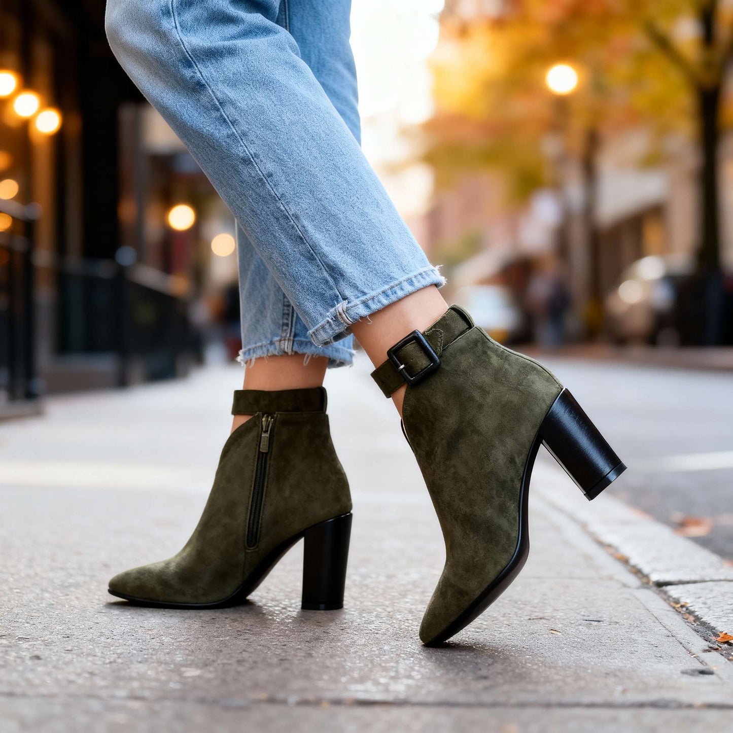 Women's Soft Suede Block Heel Shoes Corvine
