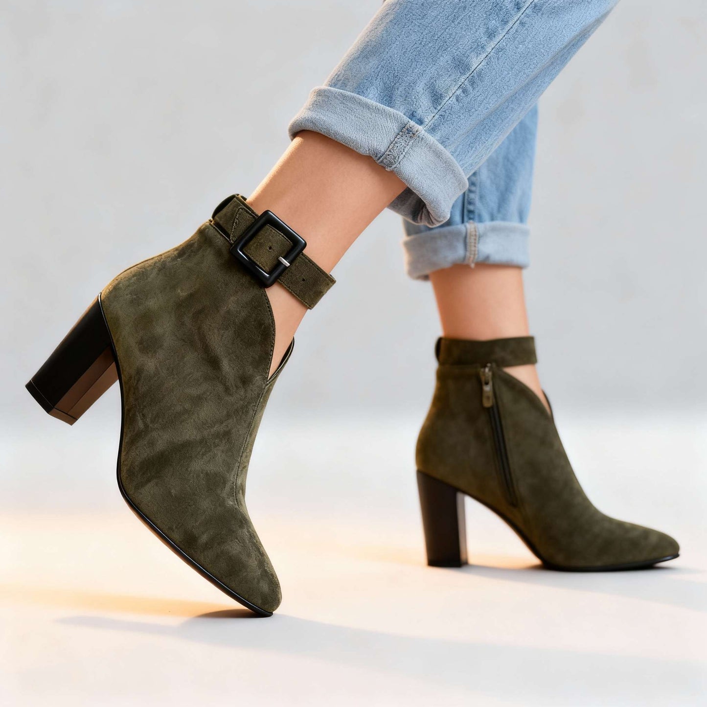 Women's Soft Suede Block Heel Shoes Corvine