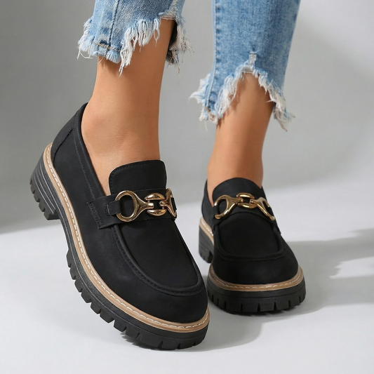 Women's Soft Suede Buckle Accent Loafers Corvine