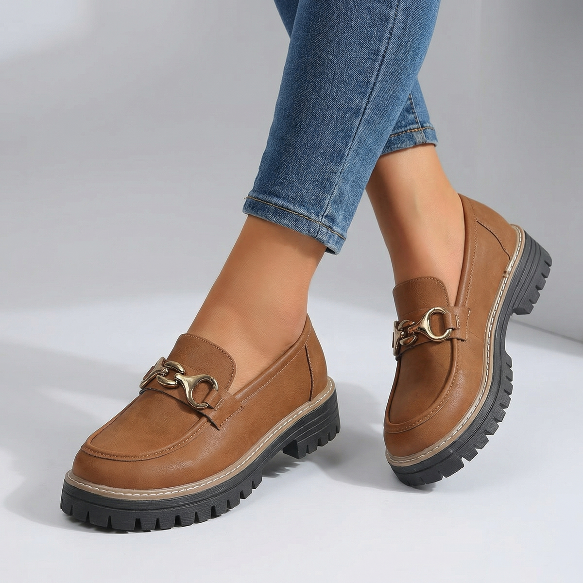 Women's Soft Suede Buckle Accent Loafers Corvine