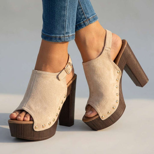 Women's Soft Suede Open Toe Heels Corvine