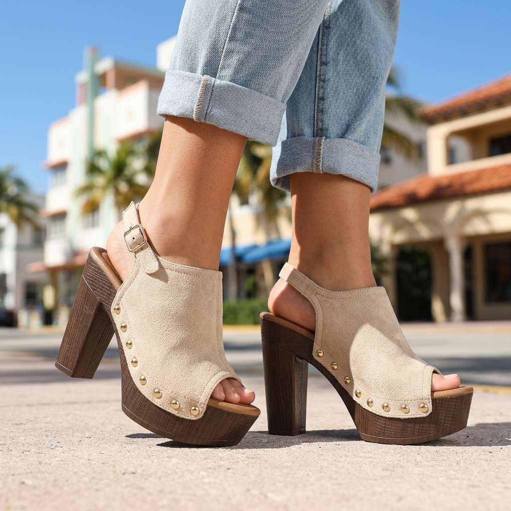 Women's Soft Suede Open Toe Heels Corvine