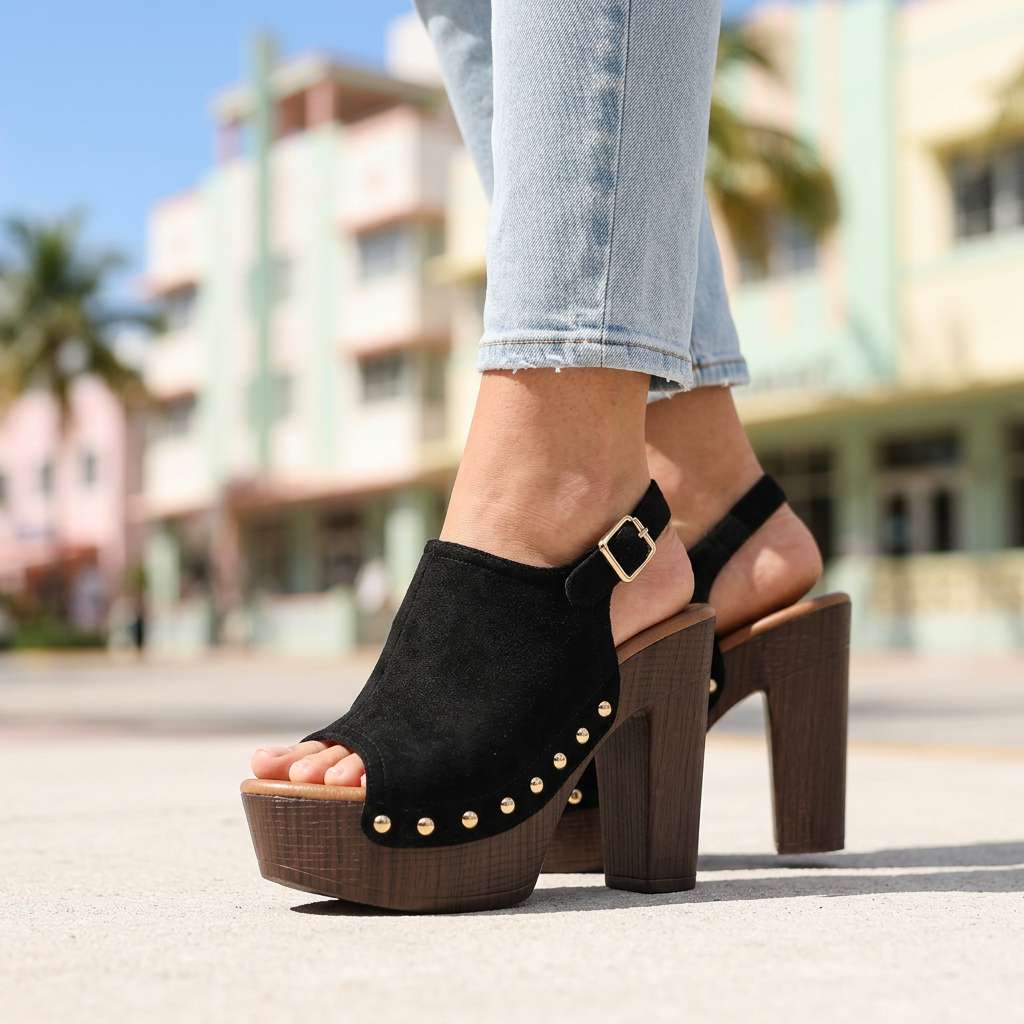 Women's Soft Suede Open Toe Heels Corvine