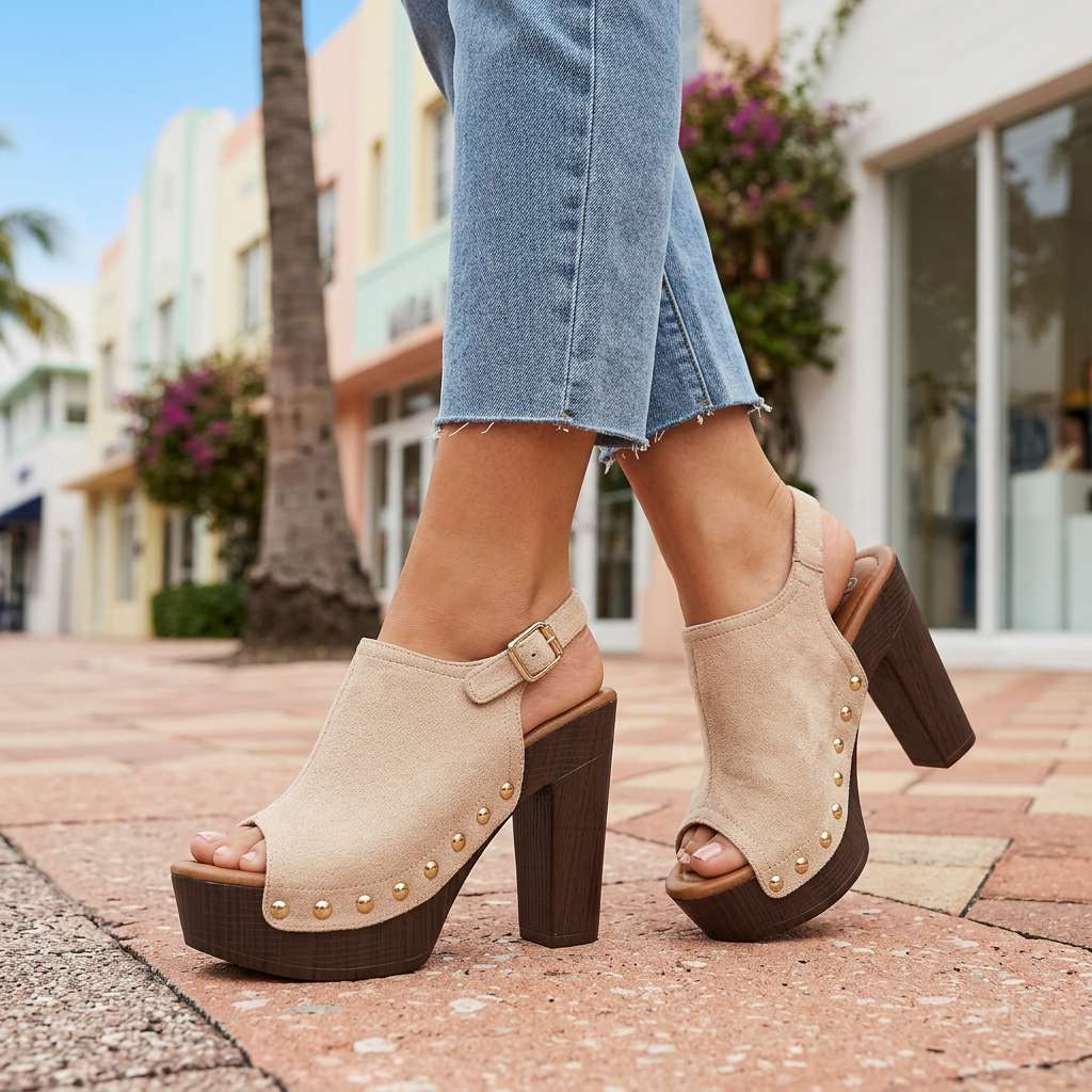 Women's Soft Suede Open Toe Heels Corvine