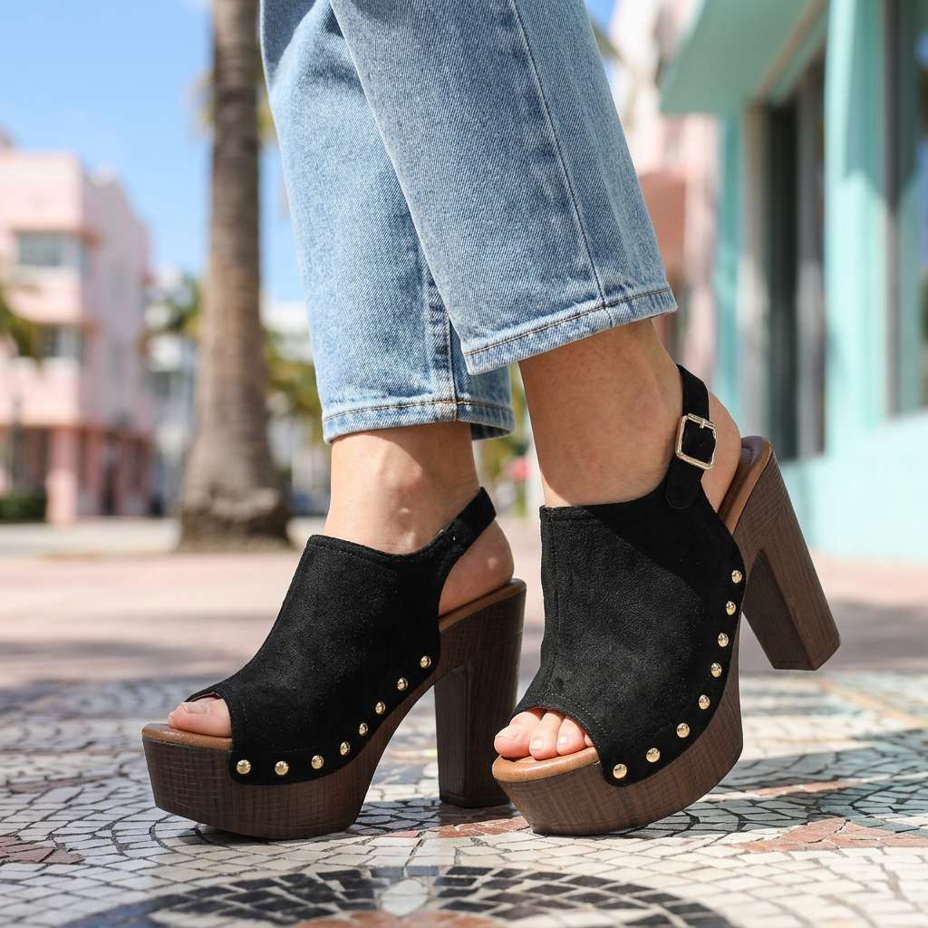 Women's Soft Suede Open Toe Heels Corvine