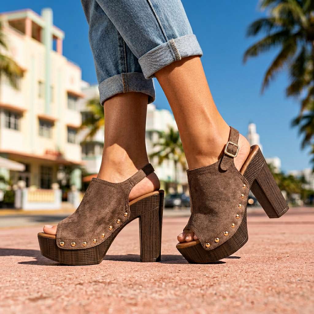 Women's Soft Suede Open Toe Heels Corvine