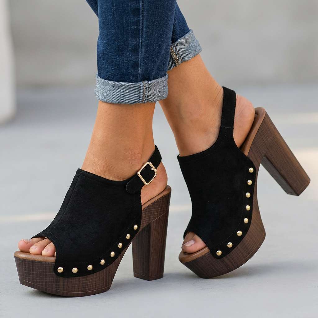 Women's Soft Suede Open Toe Heels Corvine