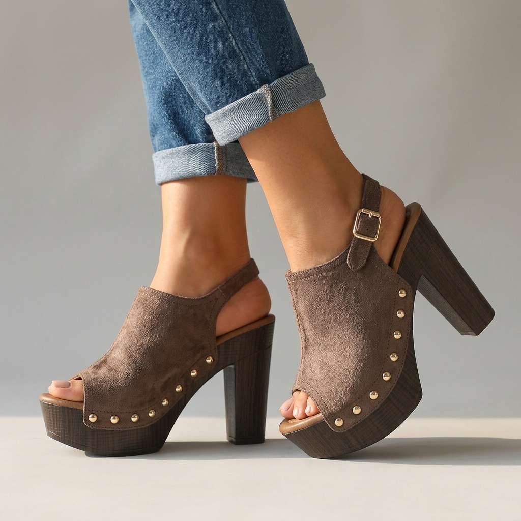 Women's Soft Suede Open Toe Heels Corvine
