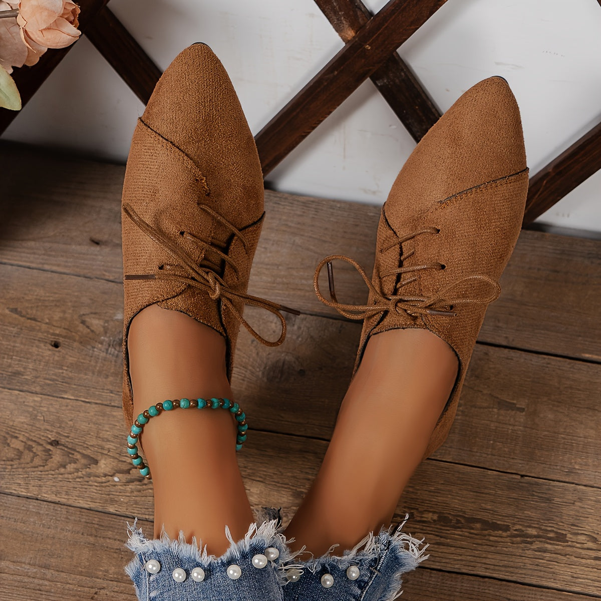 Women's Soft Suede Pointed Toe Flat Shoes Corvine