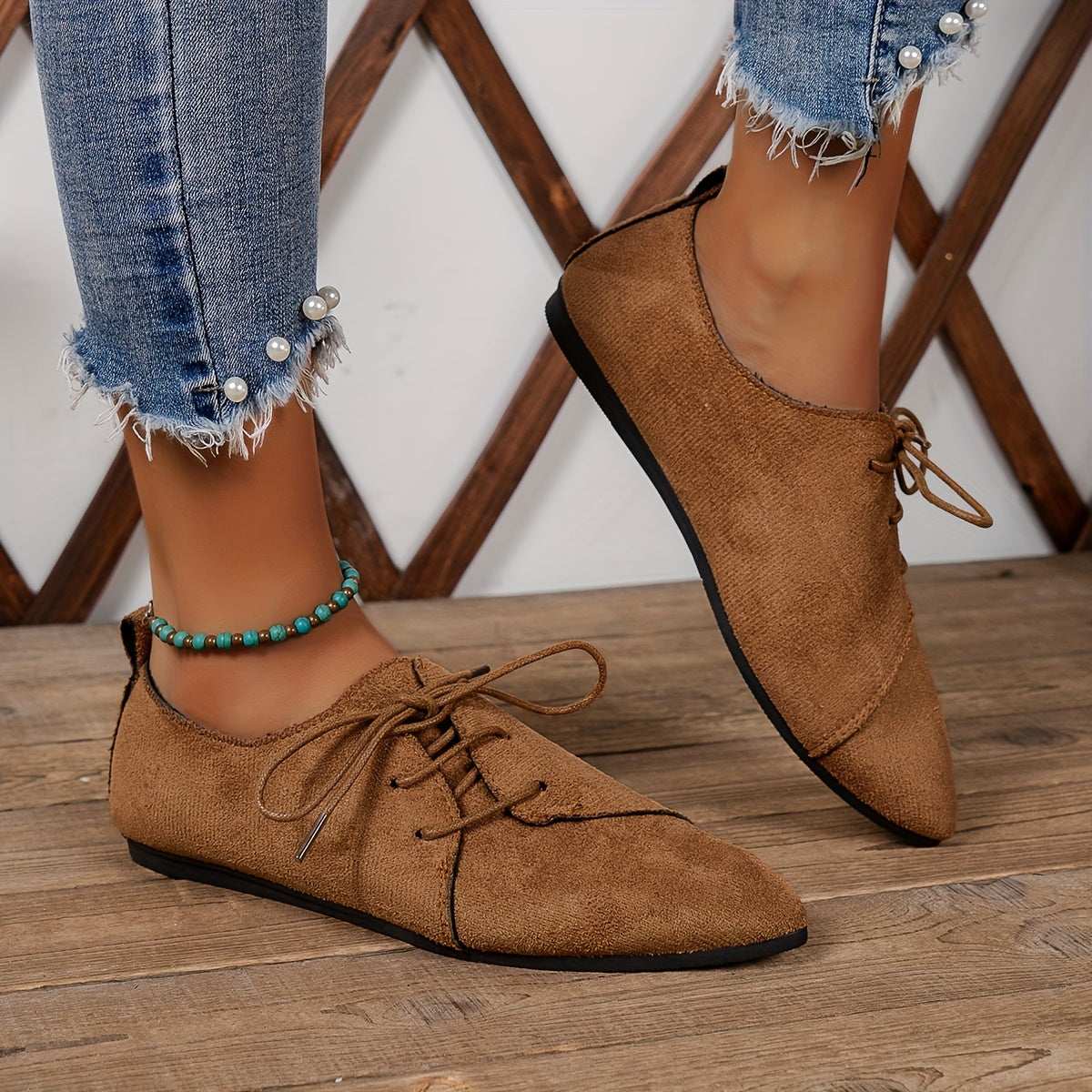 Women's Soft Suede Pointed Toe Flat Shoes Corvine